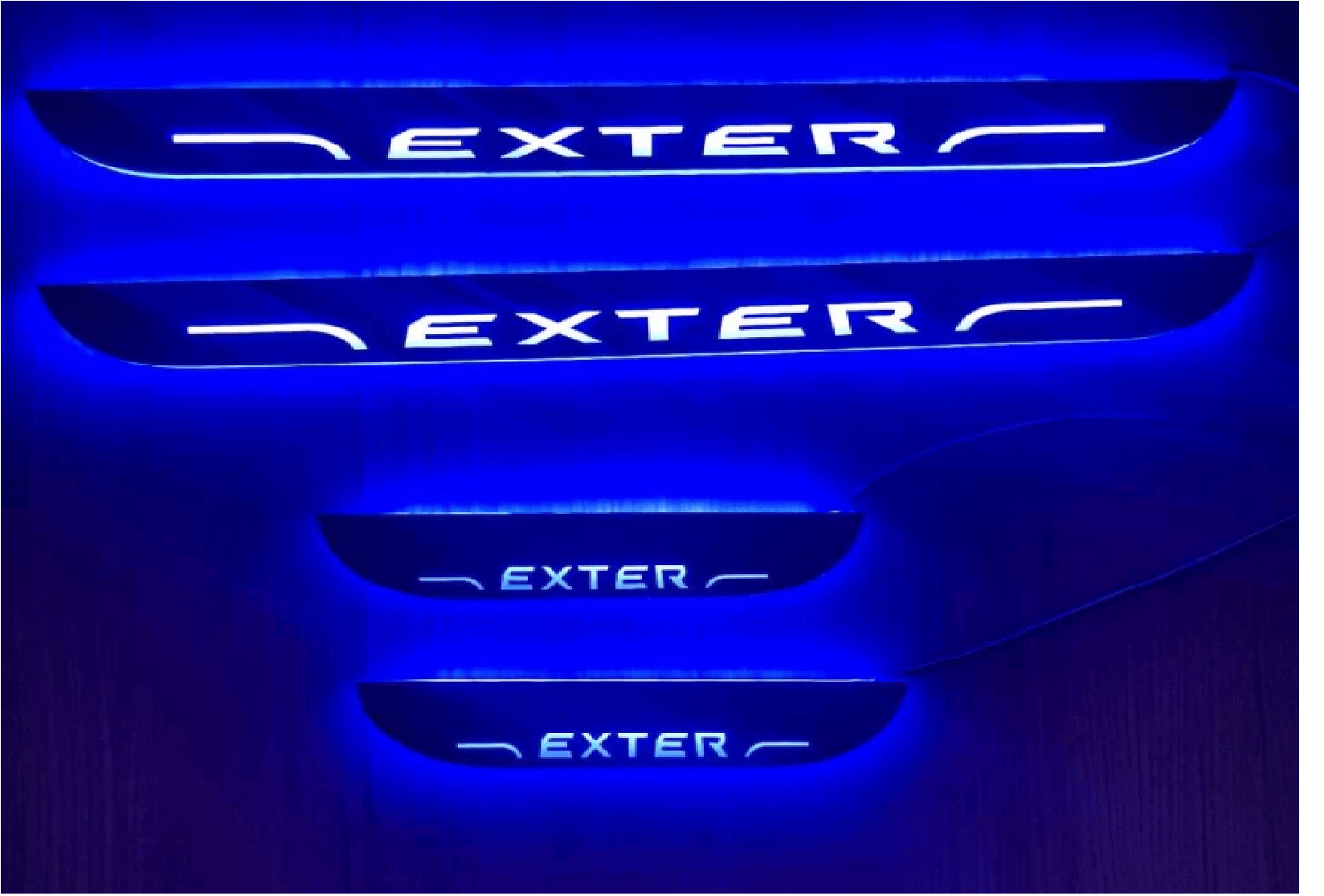SureStrive Balck Beauty Car Footstep With Led Door Scuff Plate Led Type Blue Light for Hyundai Exter All Model Set of-4 SureStrive Balck Beauty Car Footstep With Led Door Scuff Plate Led Type Blue Light for Hyundai Exter All Model Set of-4