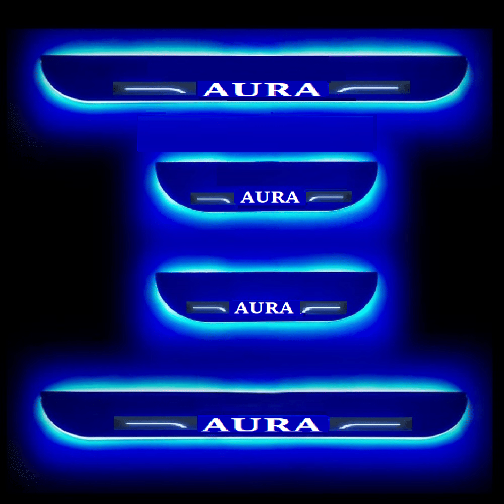 SureStrive Balck Beauty Car Footstep With Led Door Scuff Plate Led Type Blue Light for Hyundai Aura All Model Set of-4 SureStrive Balck Beauty Car Footstep With Led Door Scuff Plate Led Type Blue Light for Hyundai Aura All Model Set of-4