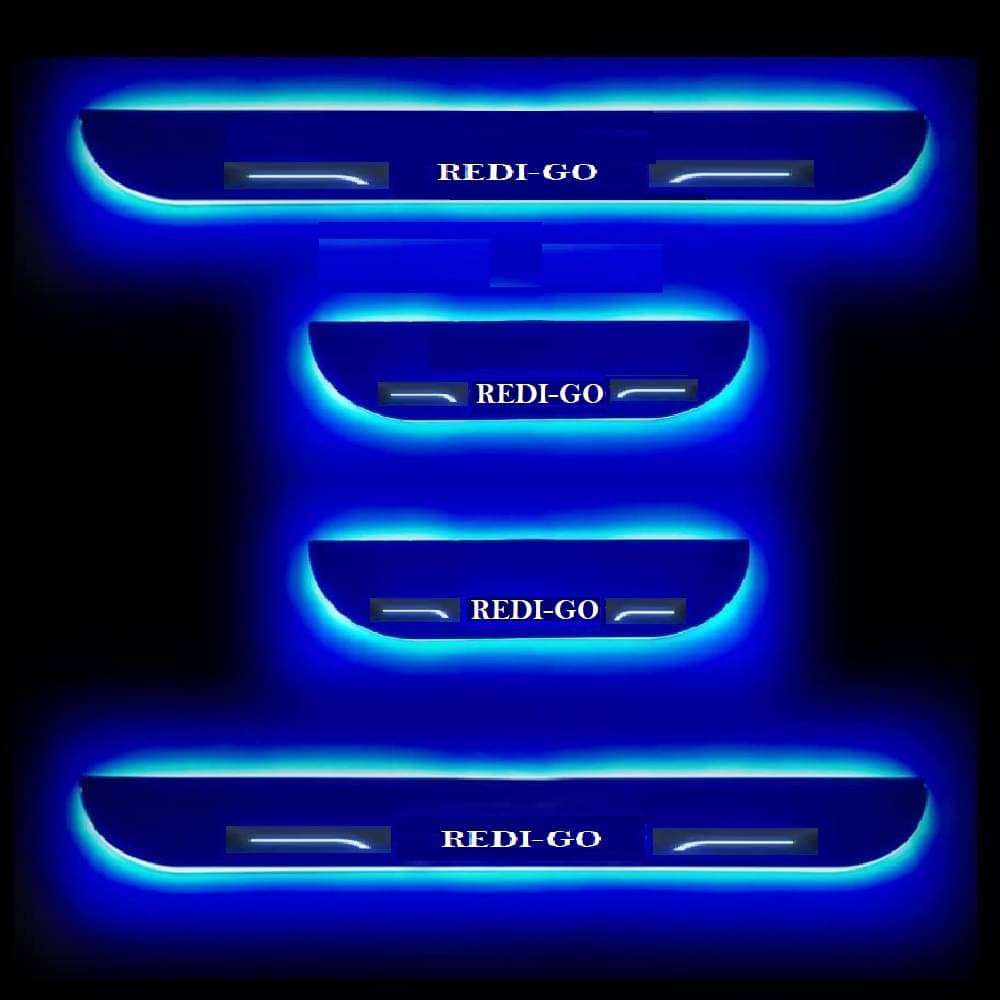     			SureStrive Balck Beauty Car Footstep With Led Door Scuff Plate Led Type Blue Light for Datsun Redi-Go All Model Set of-4