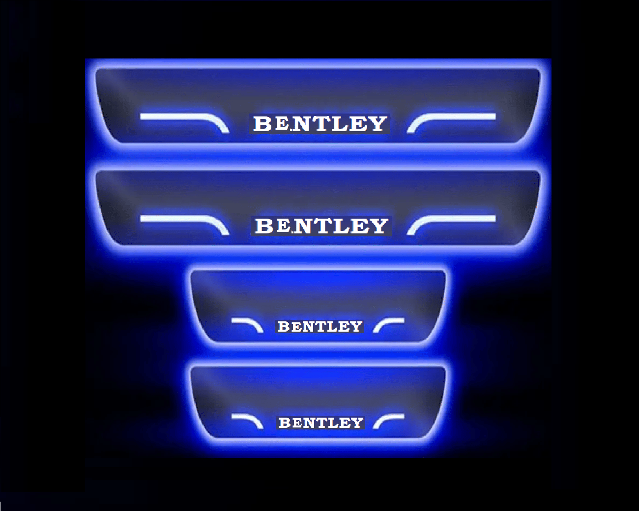     			SureStrive Balck Beauty Car Footstep With Led Door Sill Scuff Plate Leg Plate Led Type Blue Color Light for Bentley LOGO All Model Set of-4
