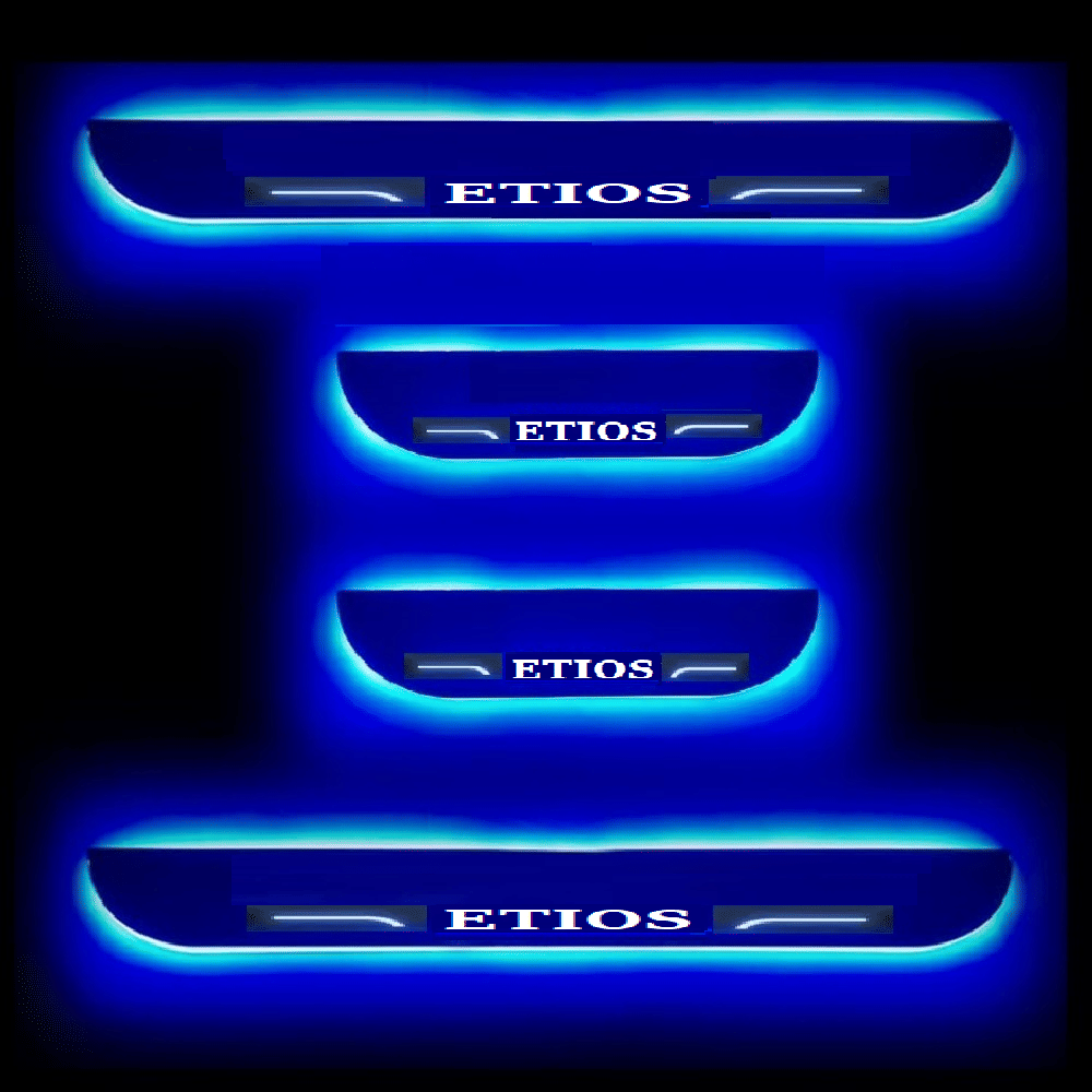     			SureStrive Balck Beauty Car Footstep With Led Door Scuff Plate Led Type Blue Light for Toyota Etios All Model Set of-4