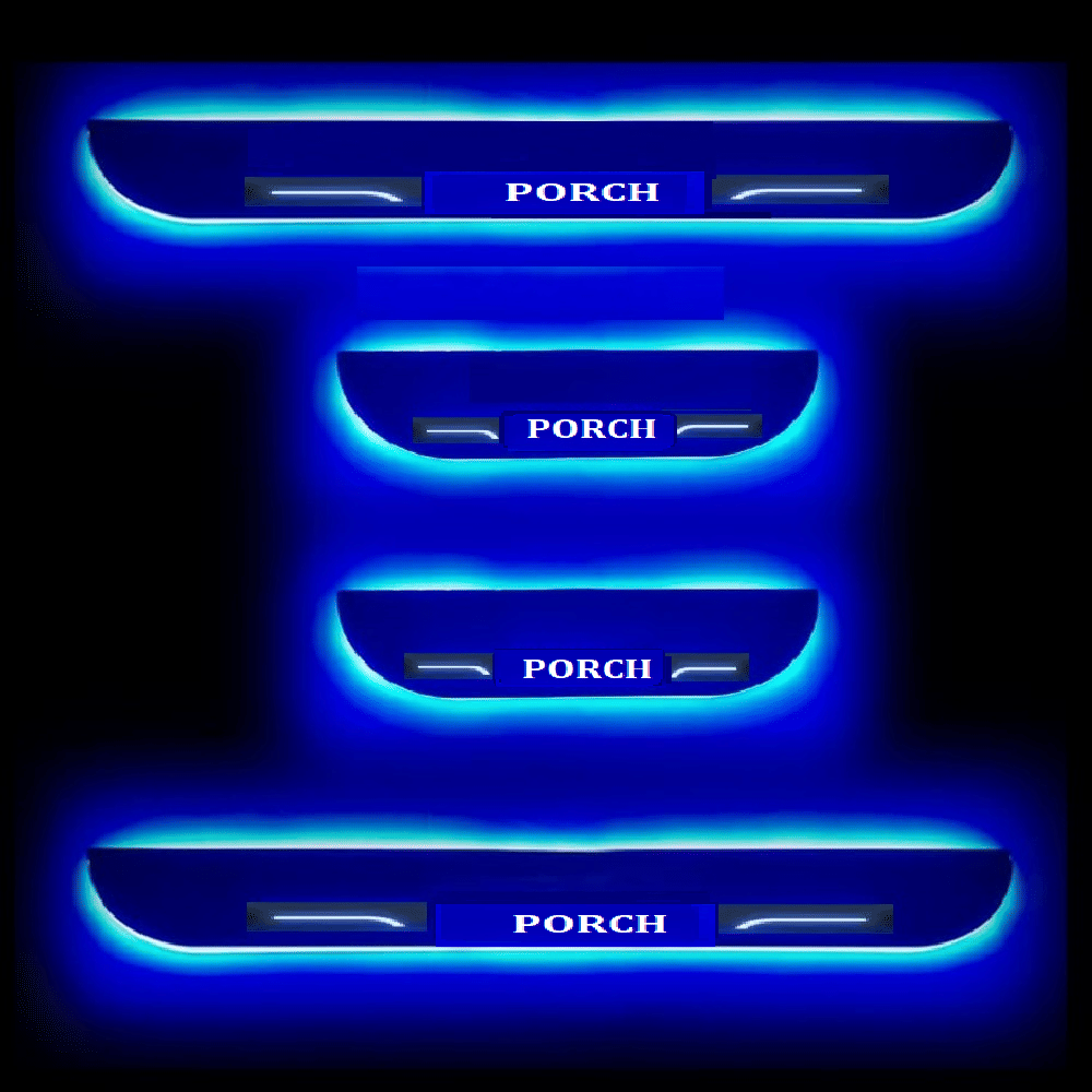     			SureStrive Balck Beauty Car Footstep With Led Door Sill Scuff Plate Leg Plate Led Type Blue Color Light for PORCH LOGO All Model Set of-4