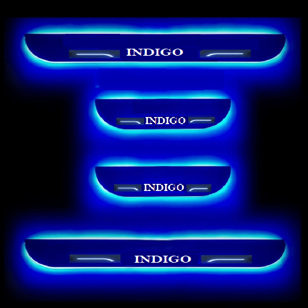 SureStrive Balck Beauty Car Footstep With Led Door Scuff Plate Led Type Blue Light for Tata Indigo All Model Set of-4 SureStrive Balck Beauty Car Footstep With Led Door Scuff Plate Led Type Blue Light for Tata Indigo All Model Set of-4