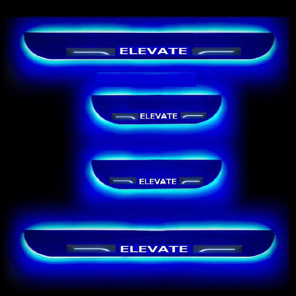     			SureStrive Balck Beauty Car Footstep With Led Door Scuff Plate Led Type Blue Light for Honda Elevate All Model Set of-4