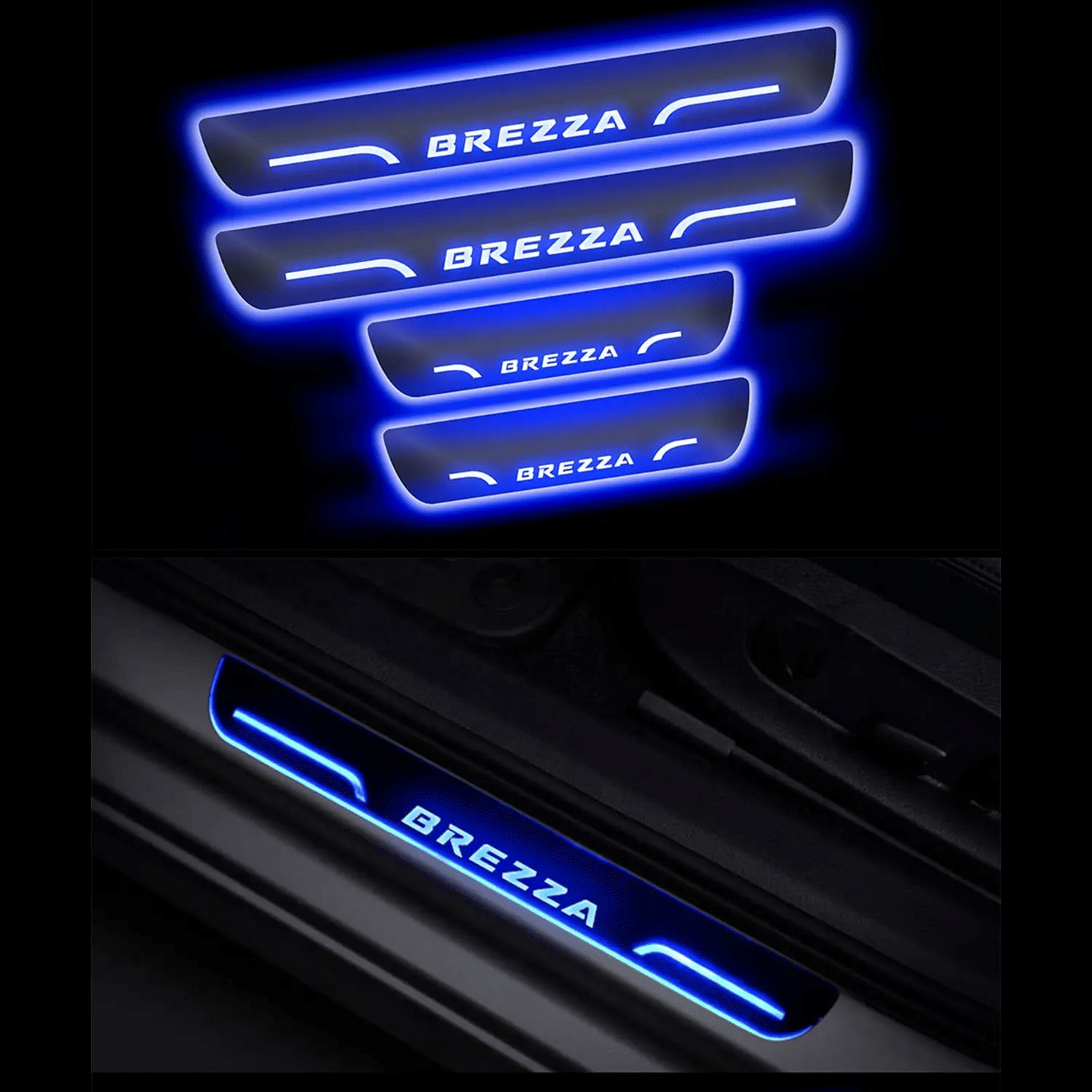 SureStrive Balck Beauty Car Footstep With Led Door Scuff Plate Led Type Blue Light for Maruti Suzuki Brezza All Model Set of-4     			SureStrive Balck Beauty Car Footstep With Led Door Scuff Plate Led Type Blue Light for Maruti Suzuki Brezza All Model Set of-4