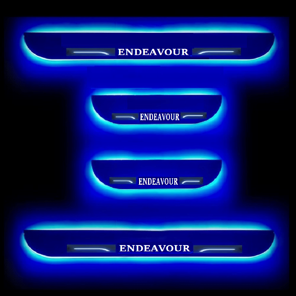     			SureStrive Balck Beauty Car Footstep With Led Door Scuff Plate Led Type Blue Light for Ford Endeavour All Model Set of-4