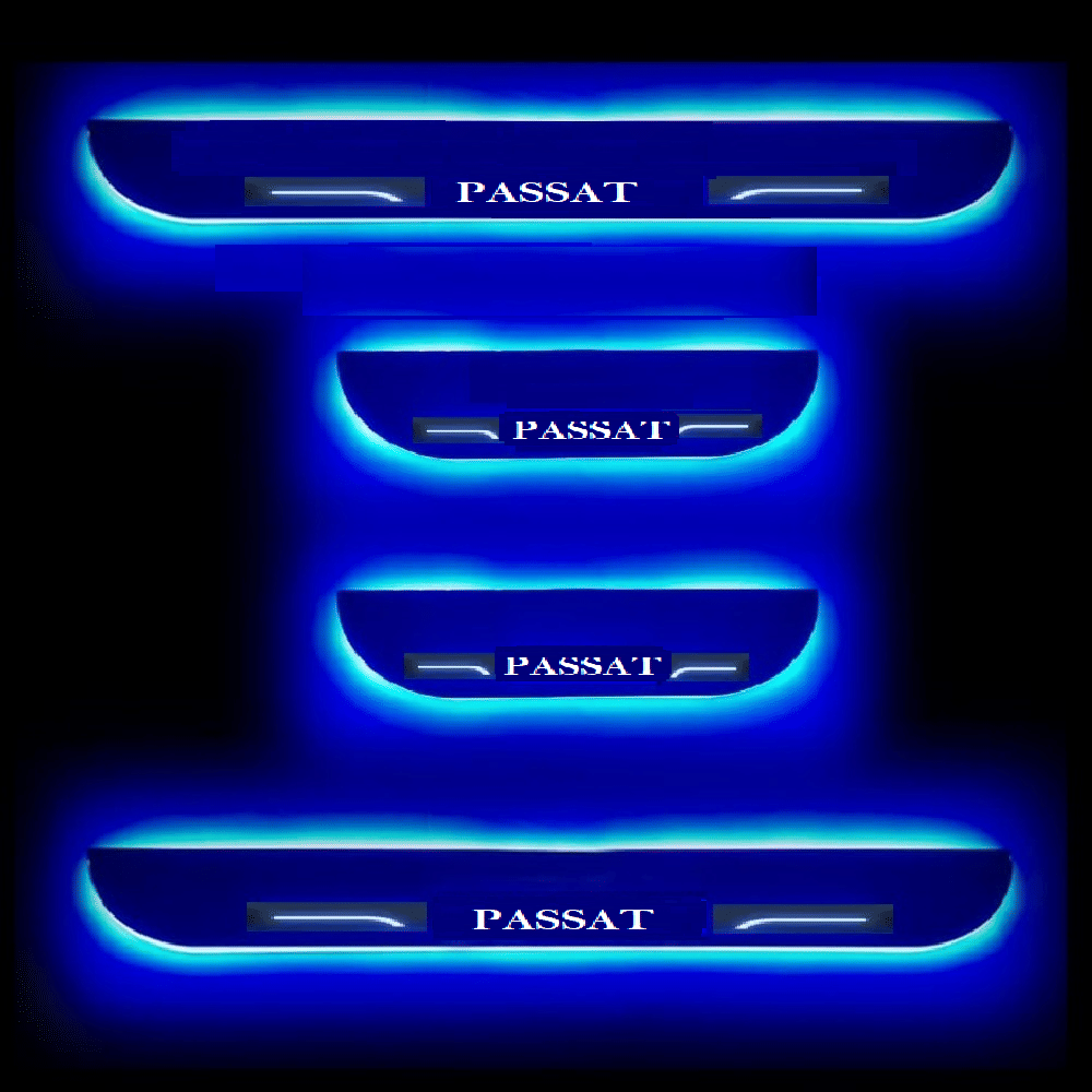 SureStrive Balck Beauty Car Footstep With Led Door Scuff Plate Led Type Blue Light for Volkswagen Passat All Model Set of-4 SureStrive Balck Beauty Car Footstep With Led Door Scuff Plate Led Type Blue Light for Volkswagen Passat All Model Set of-4