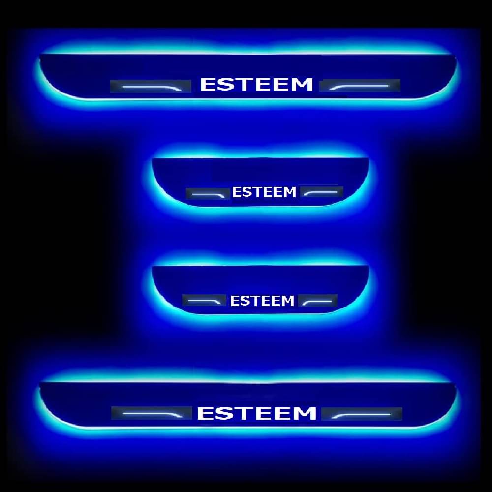     			SureStrive Balck Beauty Car Footstep With Led Door Scuff Plate Led Type Blue Light for Maruti Suzuki Esteem All Model Set of-4