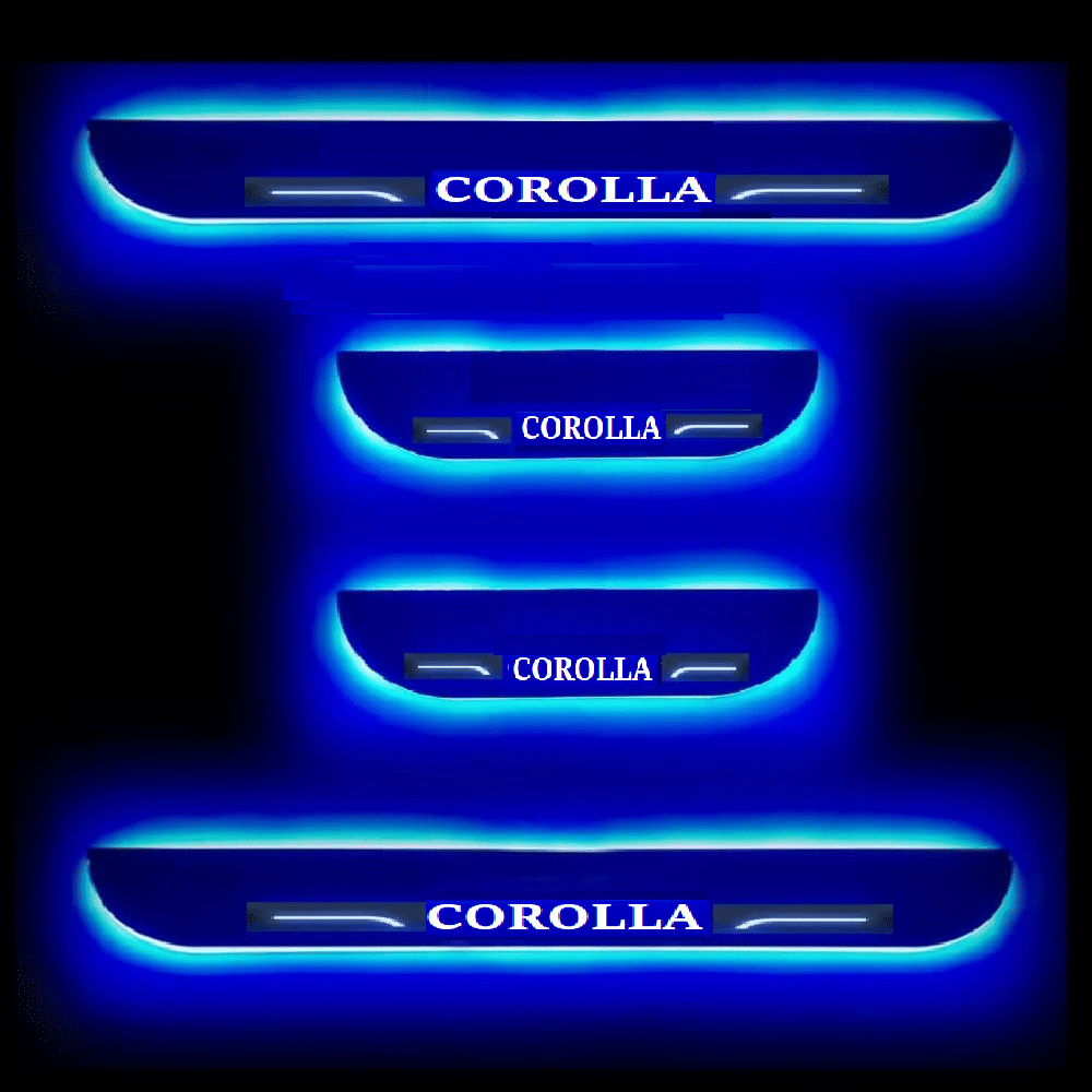 SureStrive Balck Beauty Car Footstep With Led Door Scuff Plate Led Type Blue Light for Toyota Corolla All Model Set of-4 SureStrive Balck Beauty Car Footstep With Led Door Scuff Plate Led Type Blue Light for Toyota Corolla All Model Set of-4