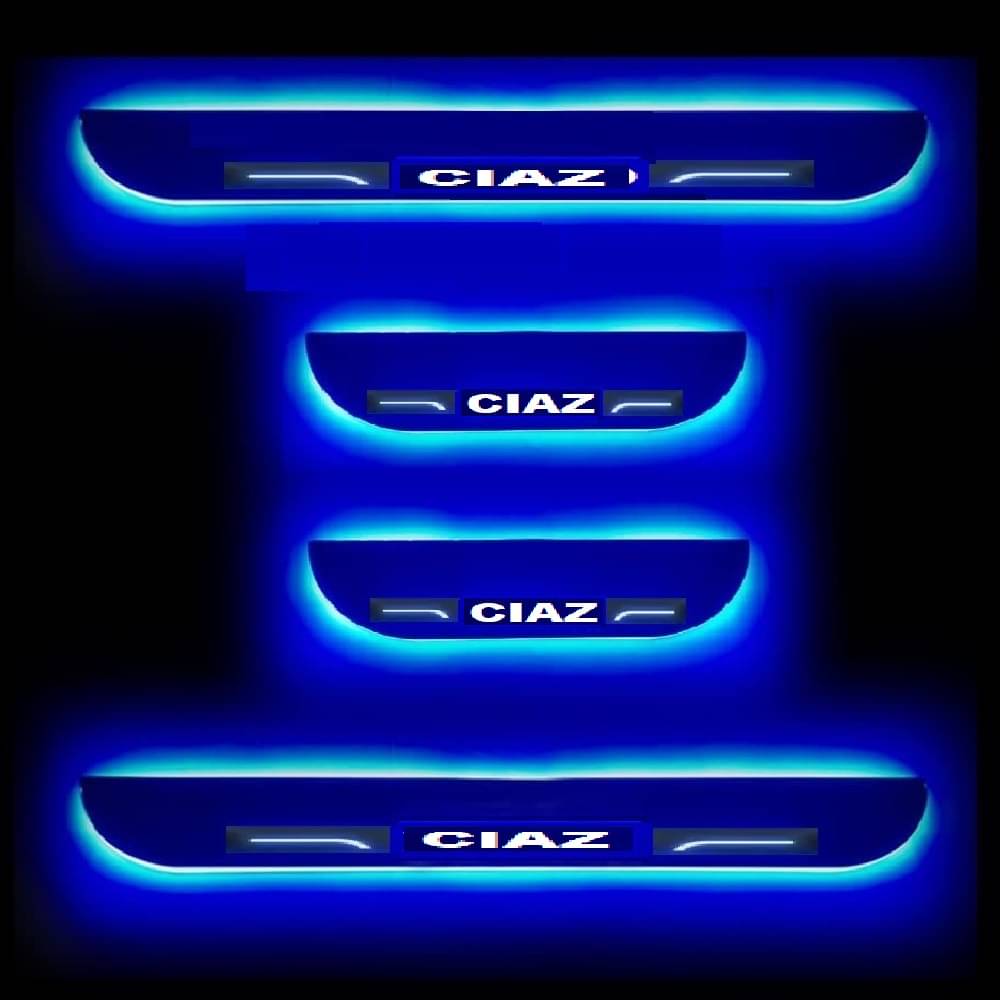 SureStrive Balck Beauty Car Footstep With Led Door Scuff Plate Led Type Blue Light for Maruti Suzuki Ciaz All Model Set of-4 SureStrive Balck Beauty Car Footstep With Led Door Scuff Plate Led Type Blue Light for Maruti Suzuki Ciaz All Model Set of-4