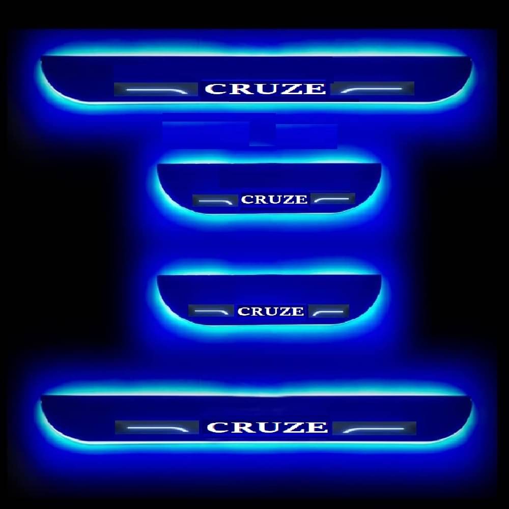     			SureStrive Balck Beauty Car Footstep With Led Door Scuff Plate Led Type Blue Light for Chevrolet Cruze All Model Set of-4