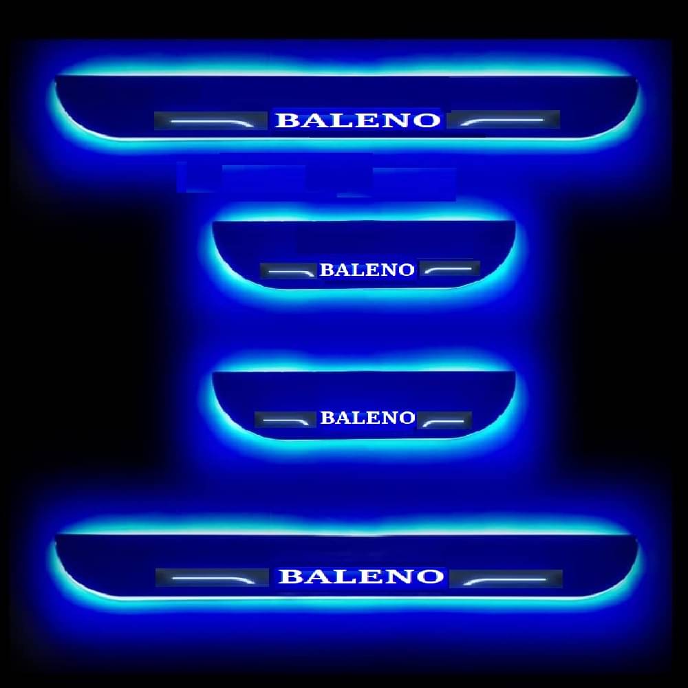     			SureStrive Balck Beauty Car Footstep With Led Door Scuff Plate Led Type Blue Light for Maruti Suzuki Baleno All Model Set of-4