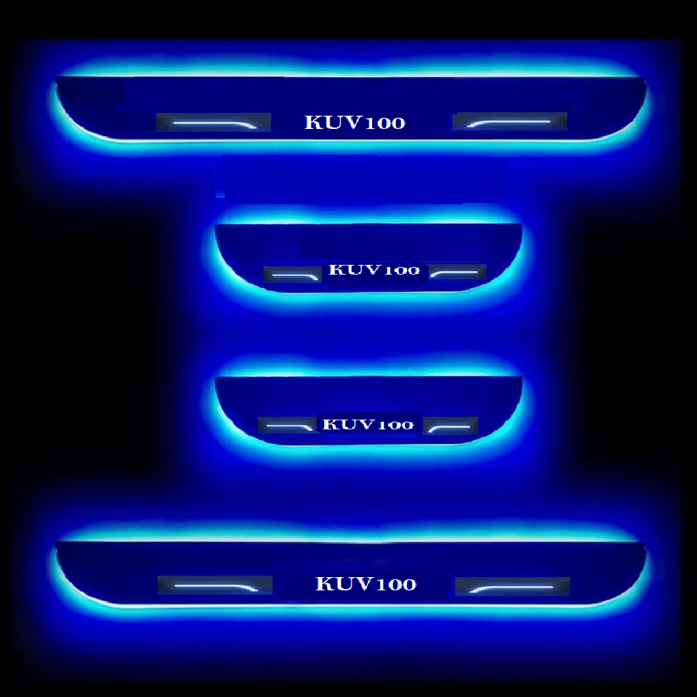 SureStrive Balck Beauty Car Footstep With Led Door Scuff Plate Led Type Blue Light for Mahindra Kuv100 All Model Set of-4 SureStrive Balck Beauty Car Footstep With Led Door Scuff Plate Led Type Blue Light for Mahindra Kuv100 All Model Set of-4
