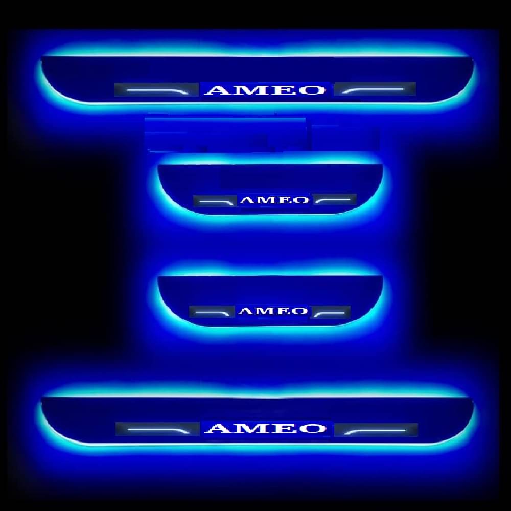 SureStrive Balck Beauty Car Footstep With Led Door Scuff Plate Led Type Blue Light for Volkswagen Ameo All Model Set of-4 SureStrive Balck Beauty Car Footstep With Led Door Scuff Plate Led Type Blue Light for Volkswagen Ameo All Model Set of-4