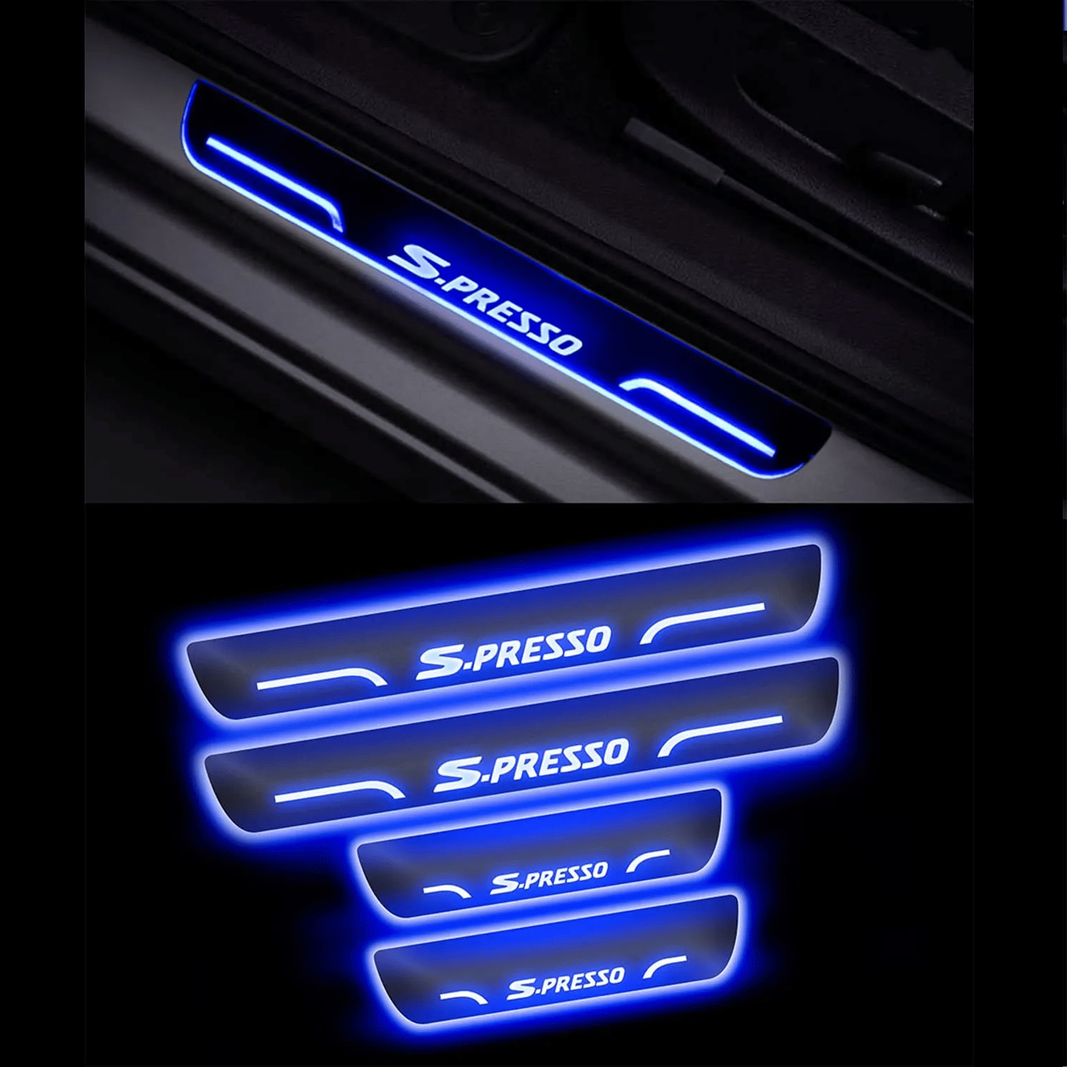     			SureStrive Balck Beauty Car Footstep With Led Door Scuff Plate Led Type Blue Light for Maruti Suzuki Spresso All Model Set of-4