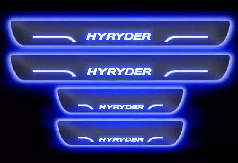     			SureStrive Balck Beauty Car Footstep With Led Door Scuff Plate Led Type Blue Light for Toyota Hyryder All Model Set of-4