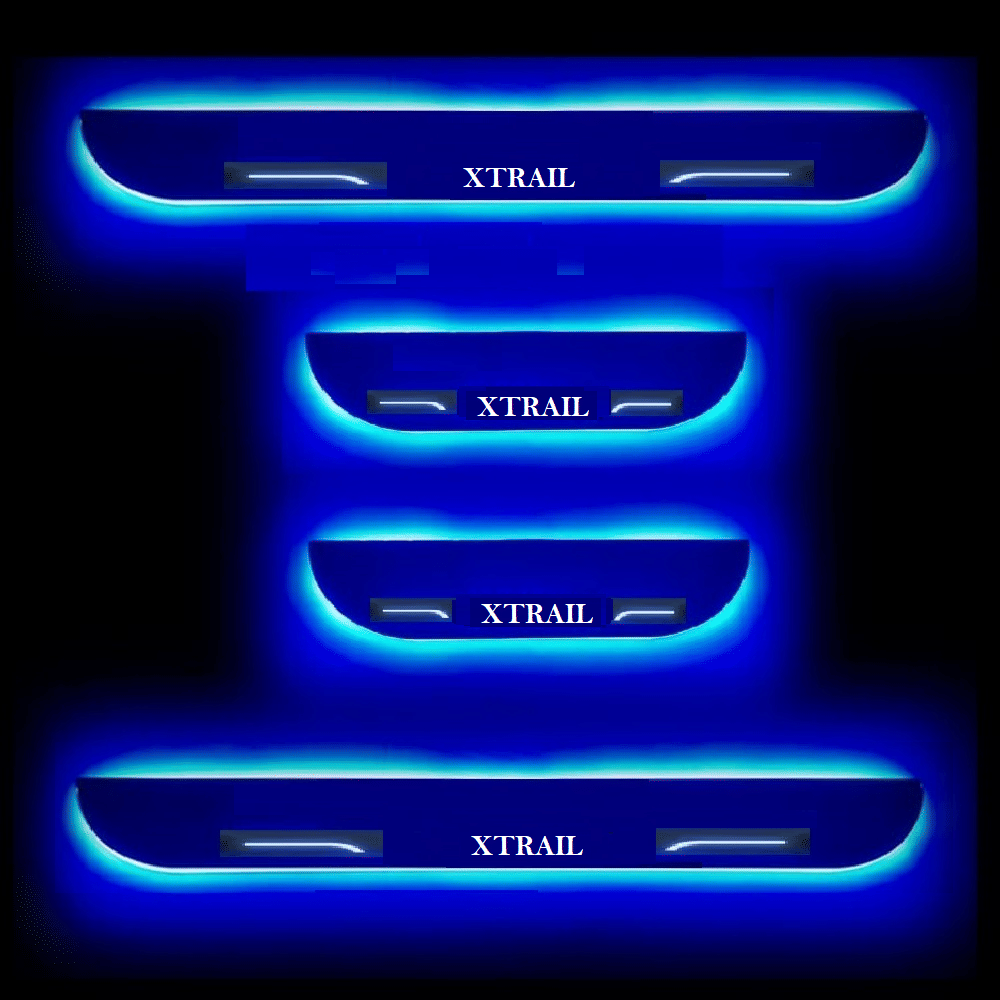     			SureStrive Balck Beauty Car Footstep With Led Door Scuff Plate Led Type Blue Light for Nissan X-Trail All Model Set of-4