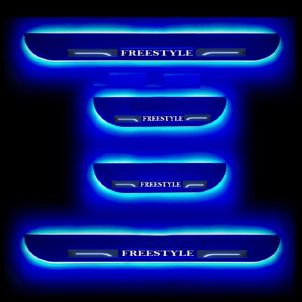     			SureStrive Balck Beauty Car Footstep With Led Door Scuff Plate Led Type Blue Light for Ford FreeStyle All Model Set of-4