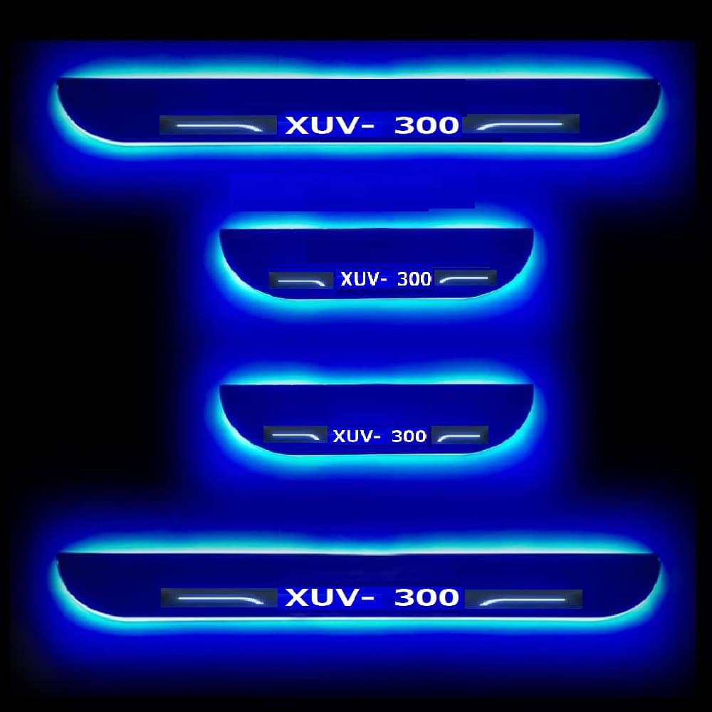     			SureStrive Balck Beauty Car Footstep With Led Door Scuff Plate Led Type Blue Light for Mahindra Xuv300 All Model Set of-4
