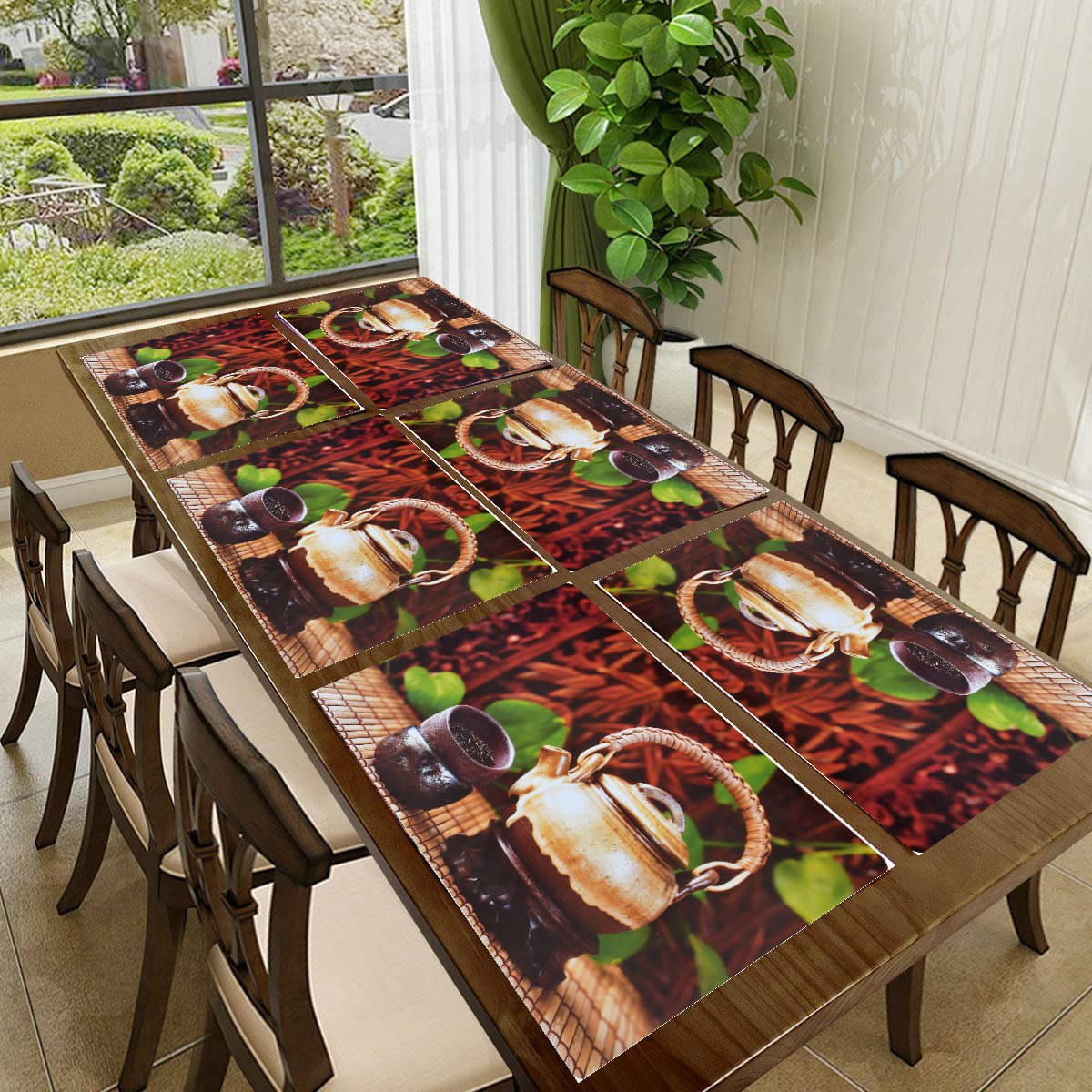     			THE LION'S SHARE PVC Graphic Rectangle Table Mats ( 40 cm x 30 cm ) Pack of 6 - Multi