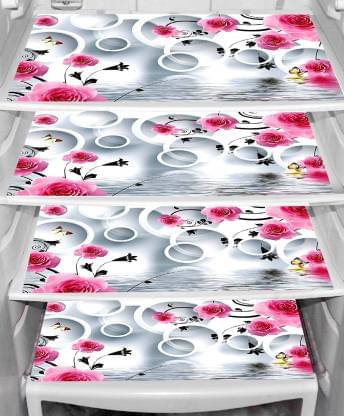 THE LION'S SHARE PVC Floral Fridge Mats ( 40 30 ) Pack of 4 - Multicolor THE LION'S SHARE PVC Floral Fridge Mats ( 40 30 ) Pack of 4 - Multicolor
