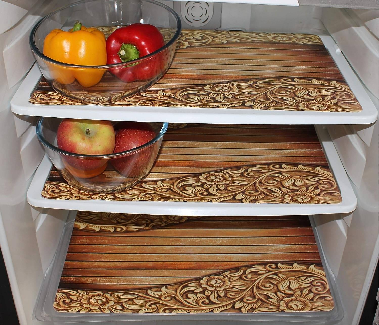 THE LION'S SHARE PVC Floral Fridge Mats ( 40 30 ) Pack of 3 - Multicolor     			THE LION'S SHARE PVC Floral Fridge Mats ( 40 30 ) Pack of 3 - Multicolor