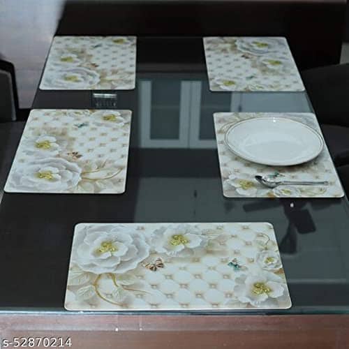 THE LION'S SHARE PVC Graphic Rectangle Table Mats ( 40 cm x 30 cm ) Pack of 6 - Multi