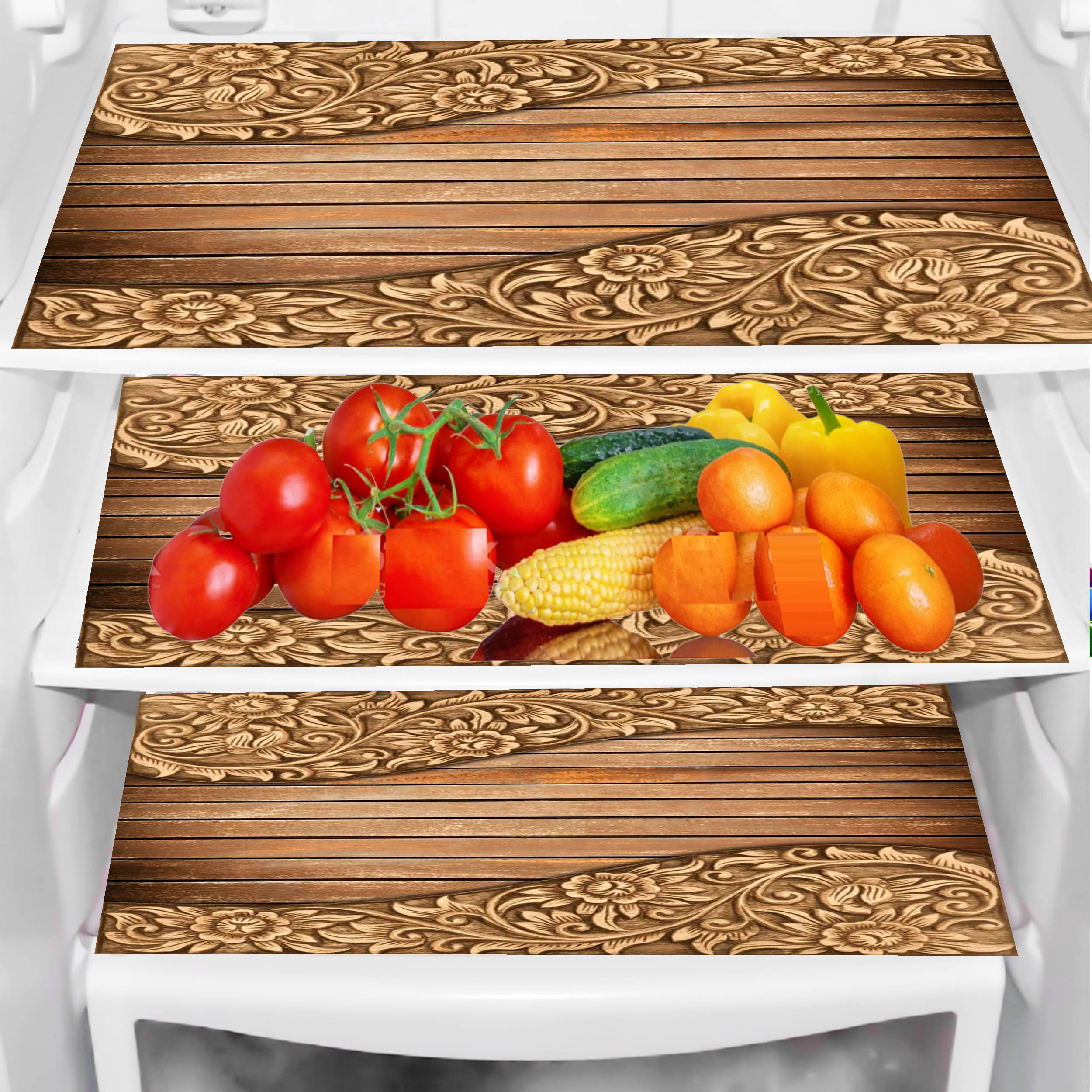THE LION'S SHARE PVC Floral Fridge Mats ( 40 30 ) Pack of 3 - Multicolor     			THE LION'S SHARE PVC Floral Fridge Mats ( 40 30 ) Pack of 3 - Multicolor