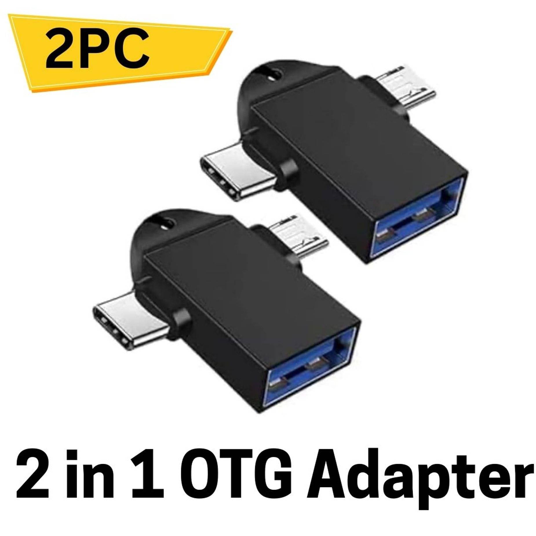     			THRIFTKART - 2 in 1 OTG Adapter, OTG Adapter Micro USB Type c, All in 1 Multi OTG Connector for Mobile OTG hub USB 3.0 High Speed Data Transfer Converter for Android (Pack of 2)