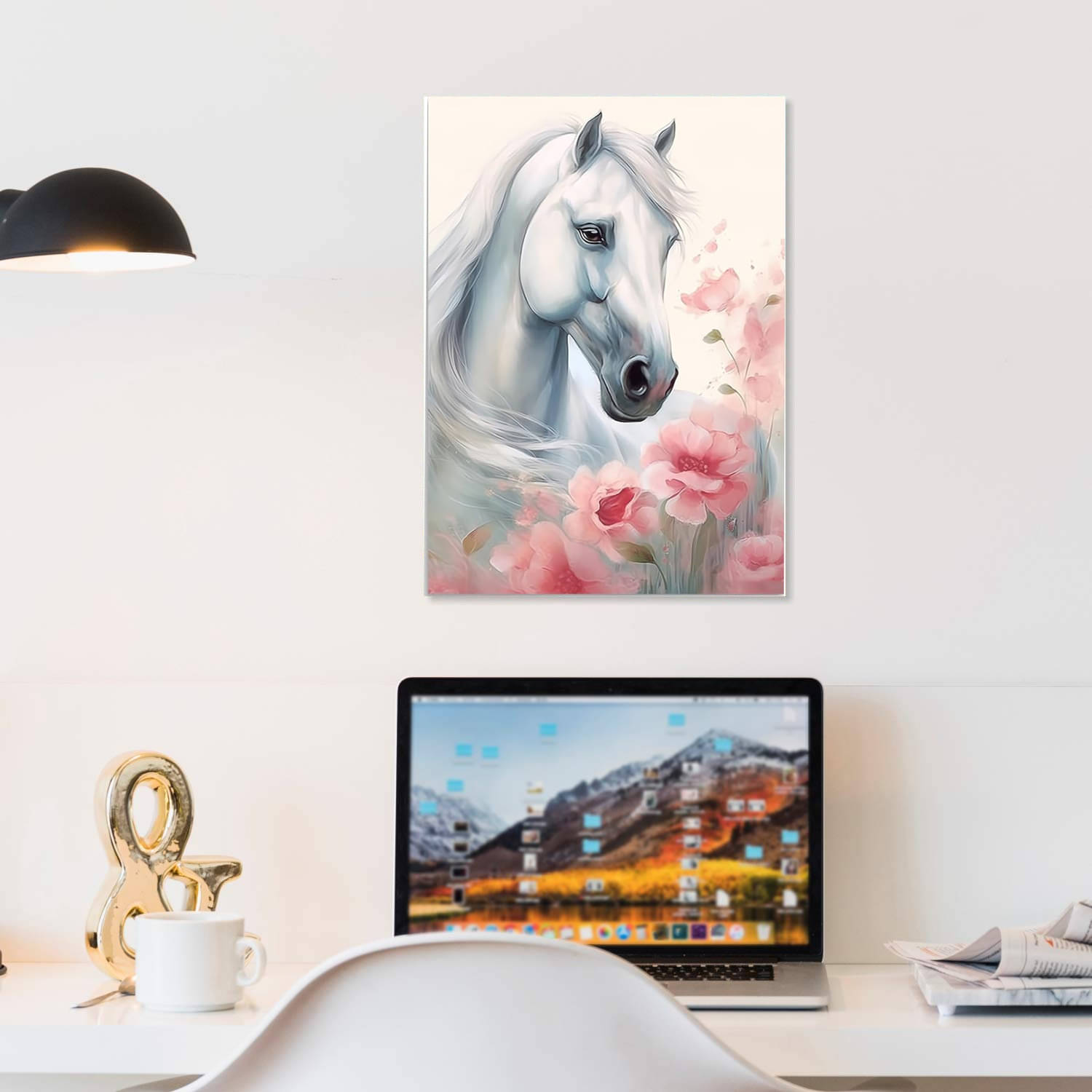    			Tatmods™ Horse With Rose Wall Poster For Home Decor Vinayl Sticker (13x19 inch)
