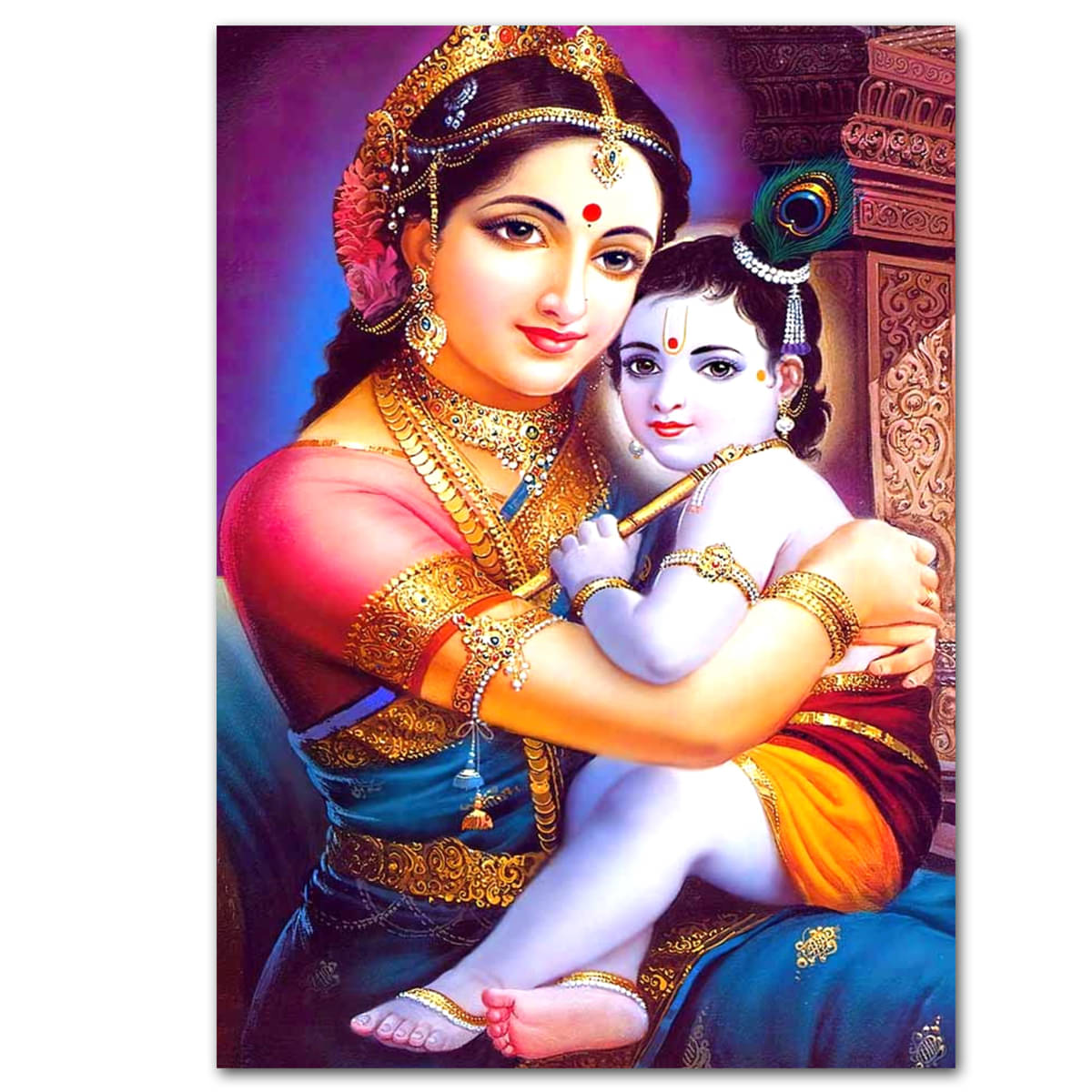     			Tatmods™ Krishna ji Yashoda Maiya Wall Poster For Home Decor Vinayl Sticker (13x19 inch)