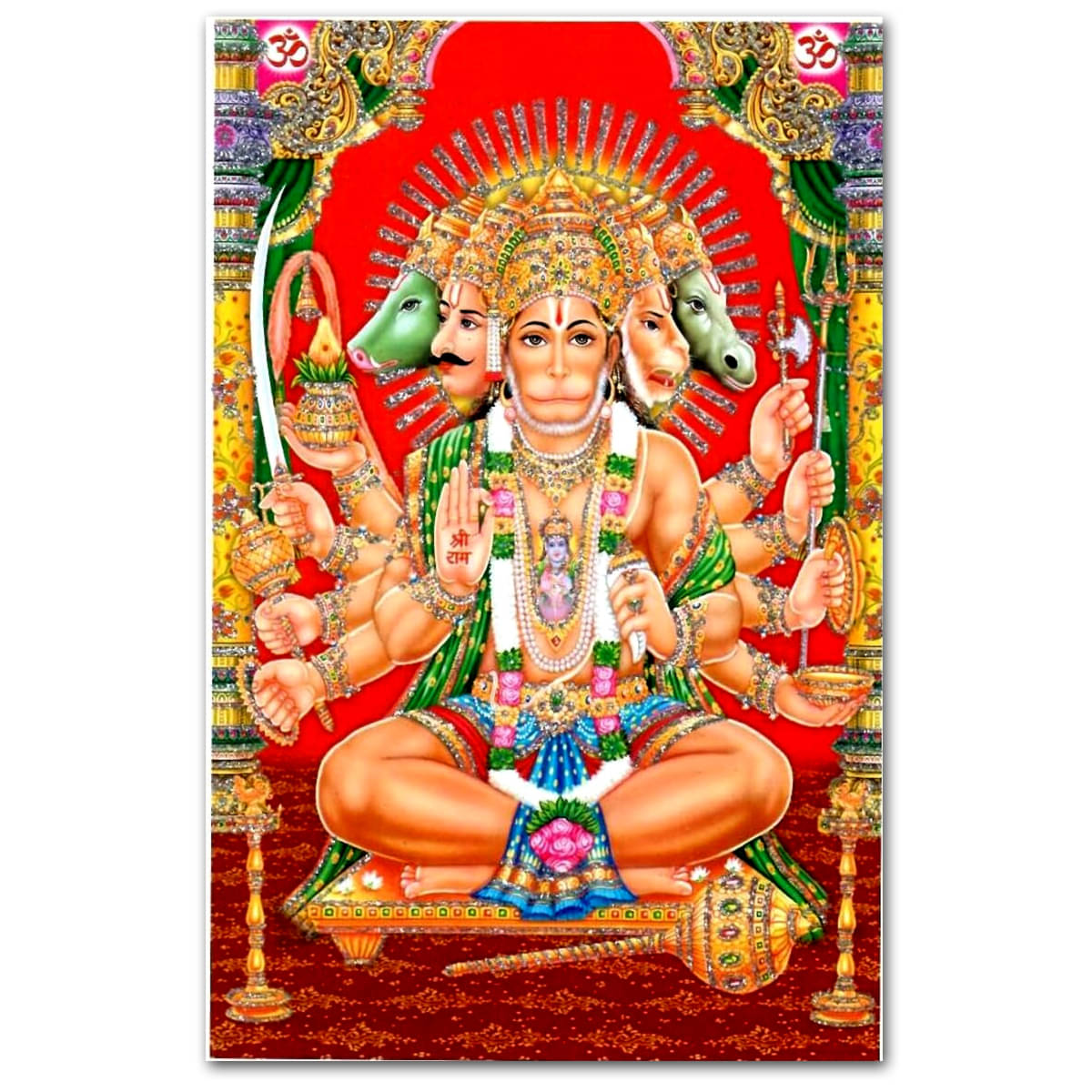     			Tatmods™ Panchmukhi Hanuman ji Wall Poster For Home Decor Vinayl Sticker (13x19 inch)
