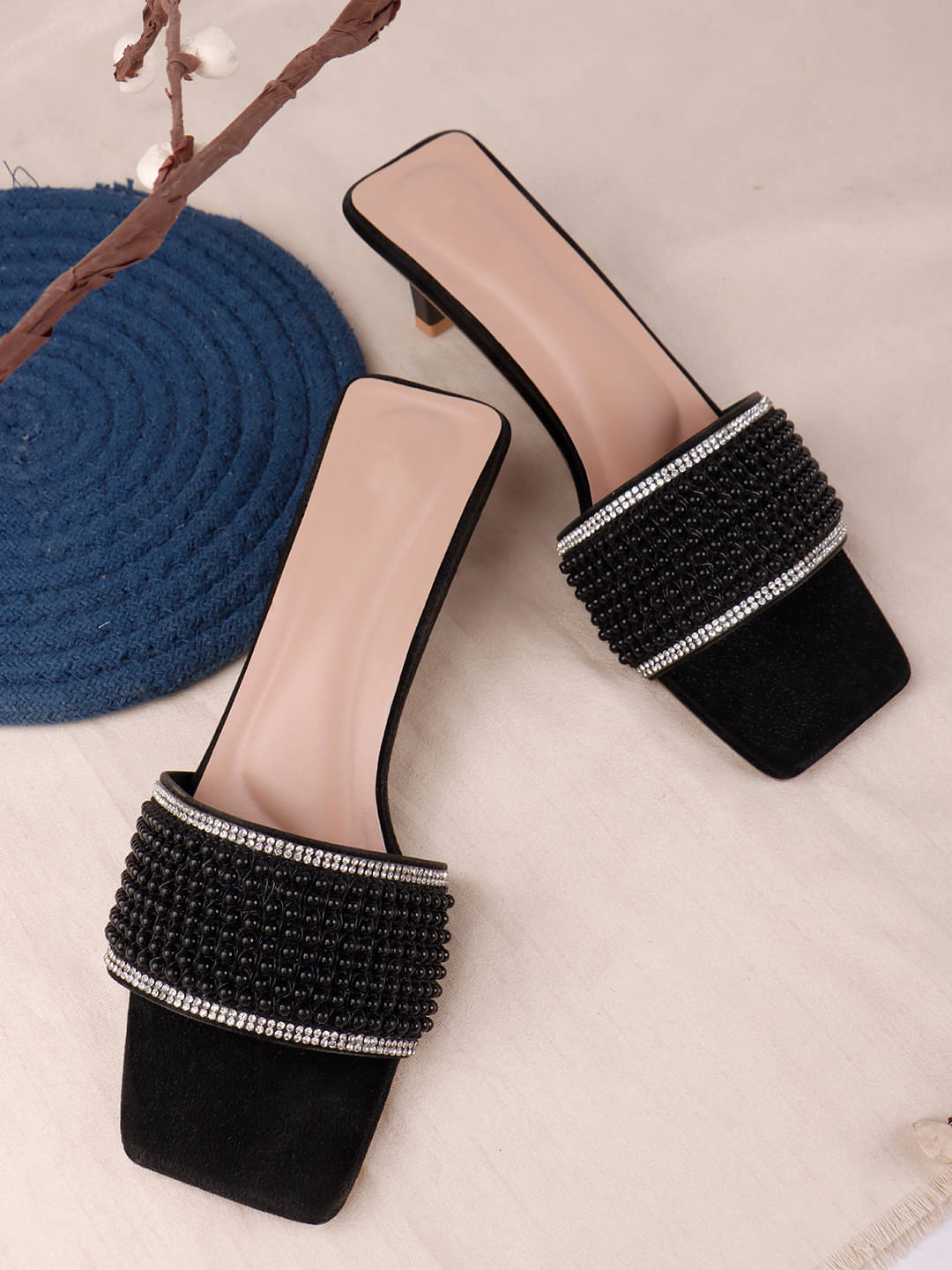     			Try me Black Women's Sandal Heels