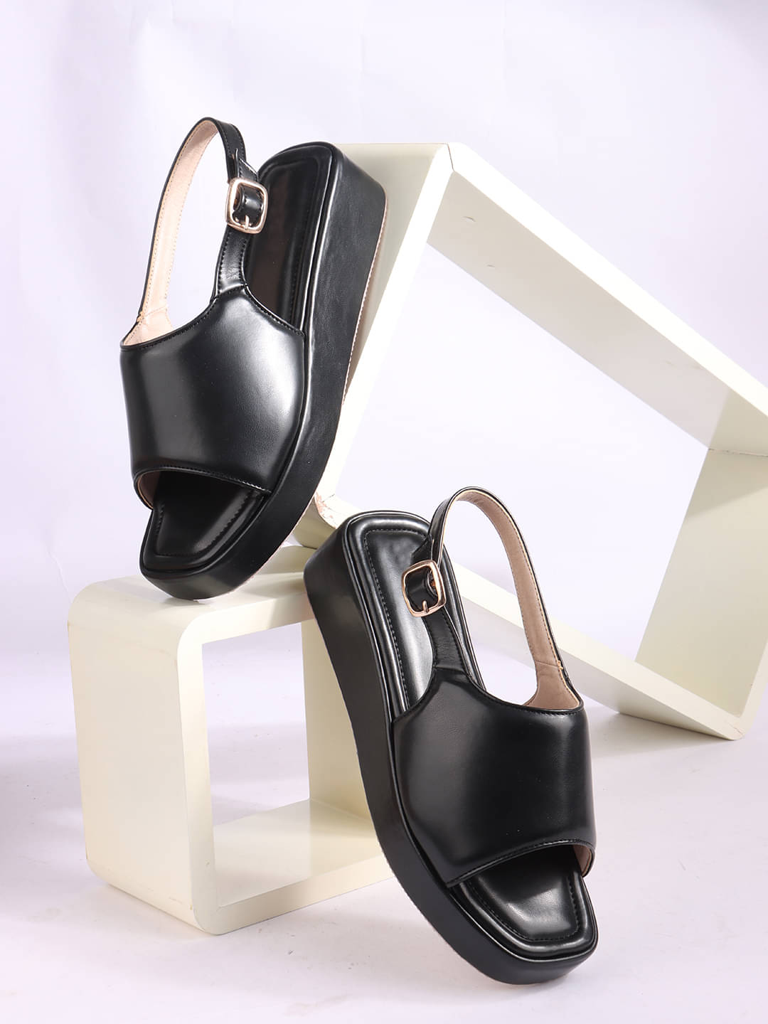     			Try me Black Women's Sandal Heels