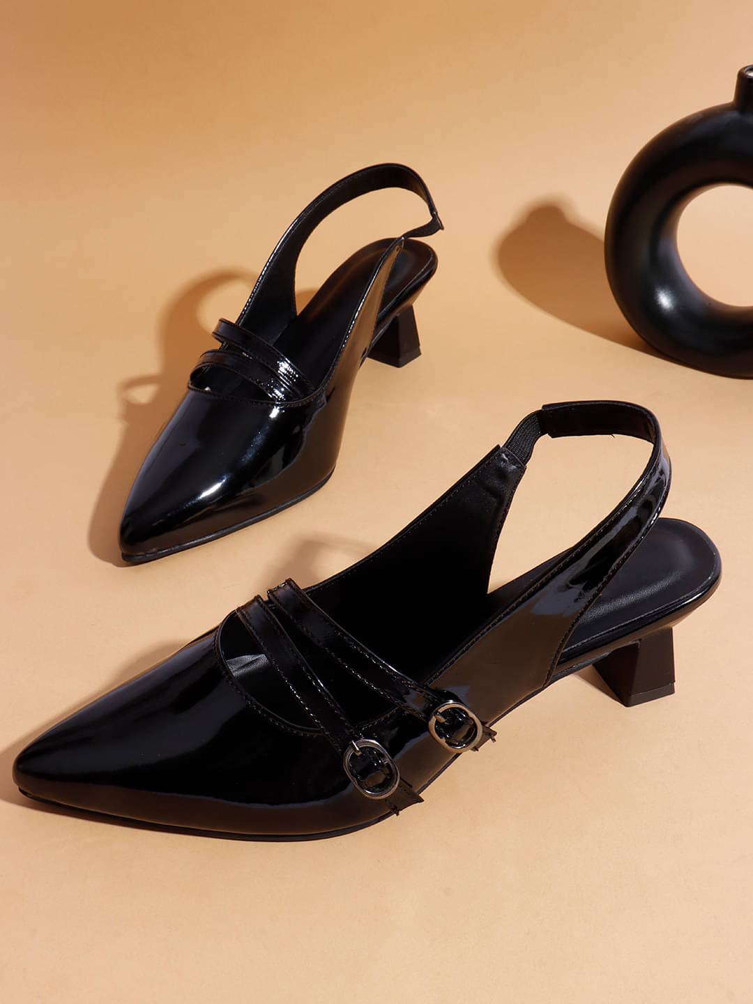     			Try me Black Women's Sandal Heels