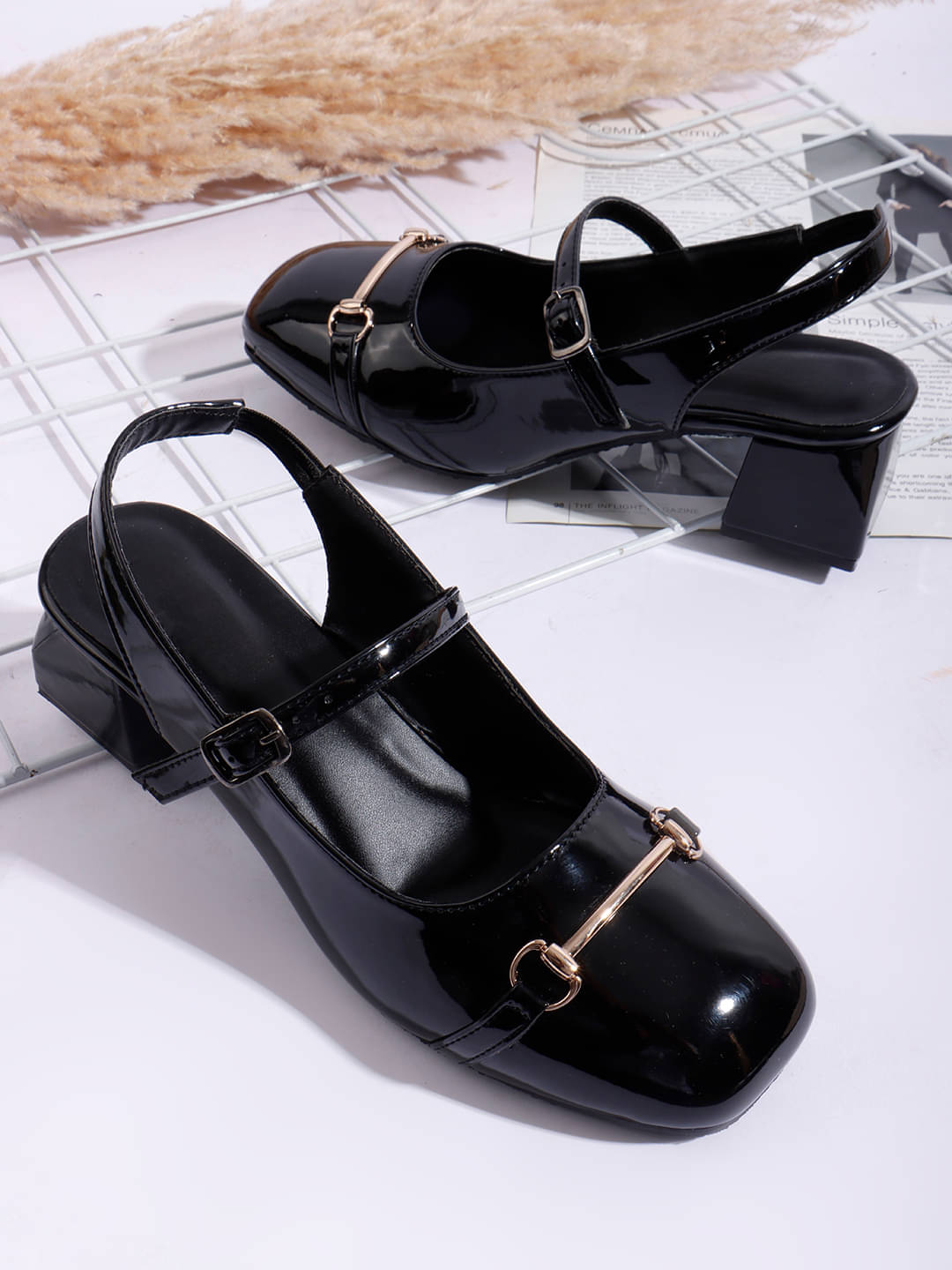     			Try me Black Women's Sandal Heels