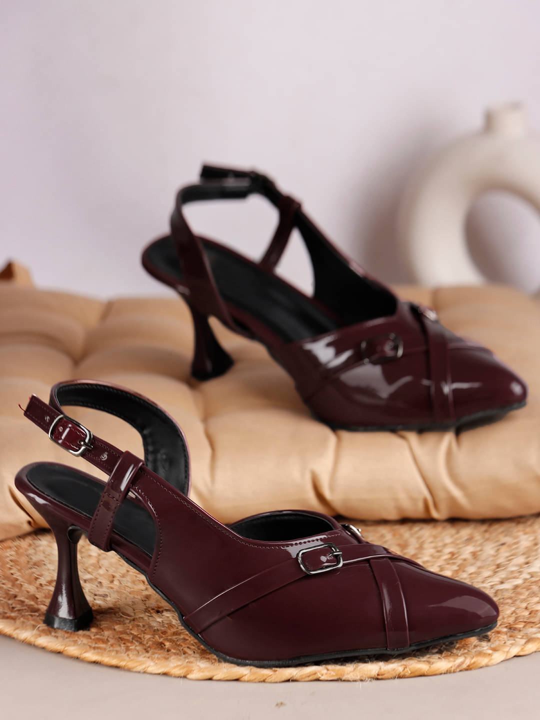     			Try me Maroon Women's Sandal Heels