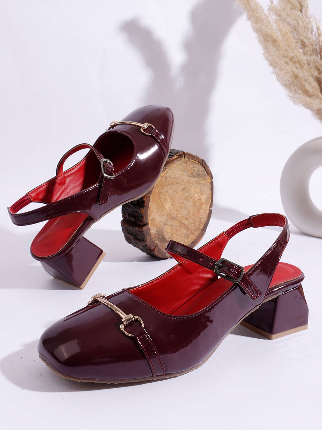     			Try me Maroon Women's Sandal Heels