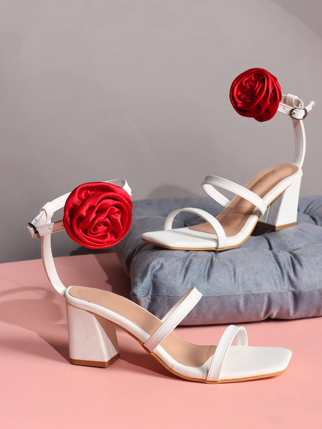     			Try me White Women's Sandal Heels