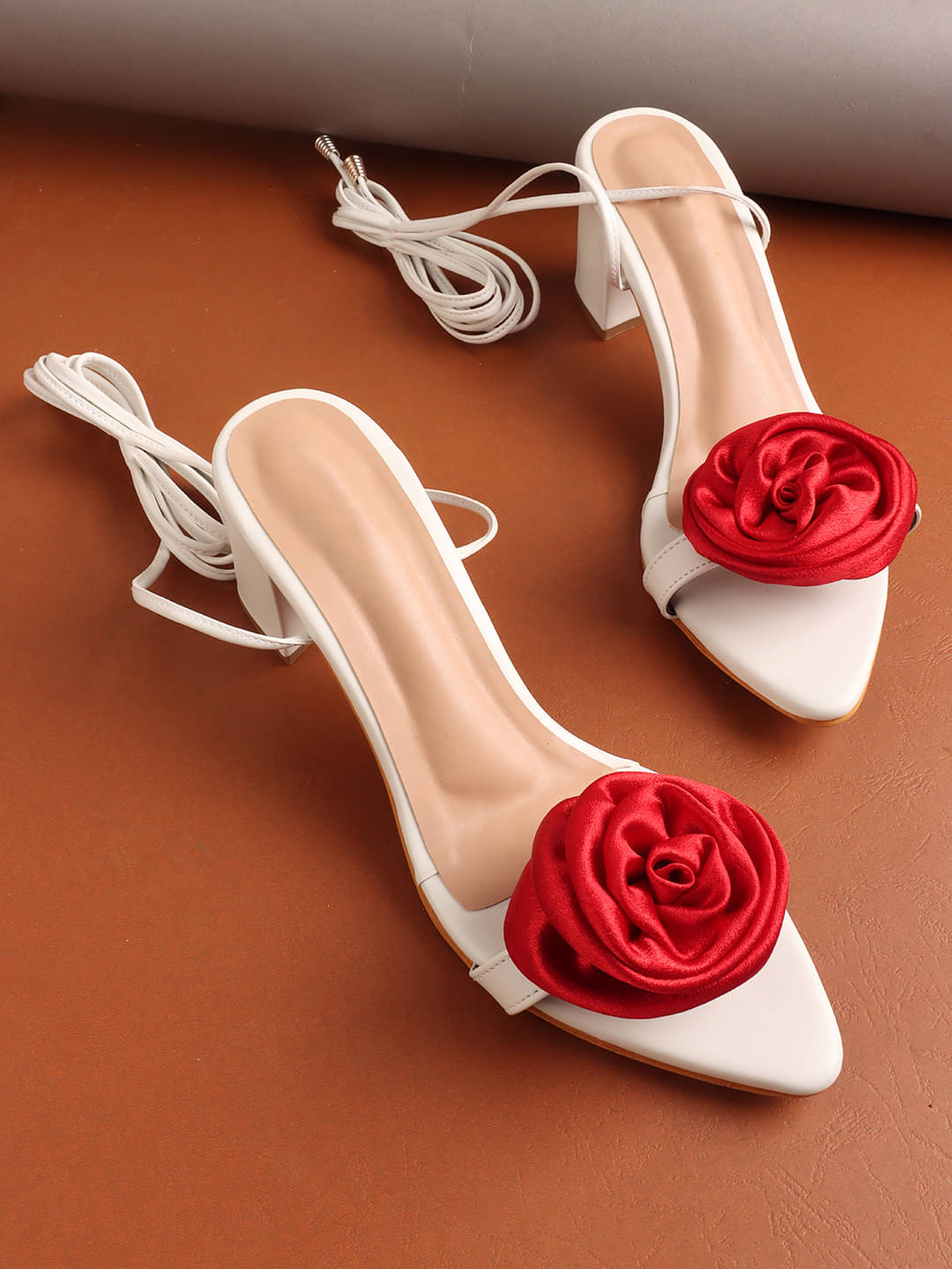     			Try me White Women's Sandal Heels