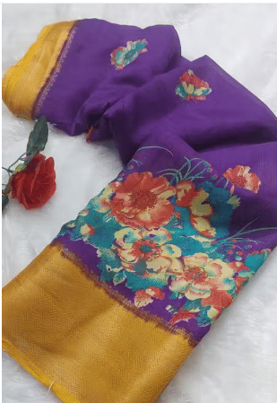     			VAANISRI Cotton Silk Printed Regular Saree With Unstitched Blouse Piece ( Lavender )