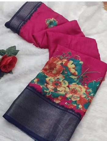 VAANISRI Cotton Silk Printed Regular Saree With Unstitched Blouse Piece ( Pink )     			VAANISRI Cotton Silk Printed Regular Saree With Unstitched Blouse Piece ( Pink )