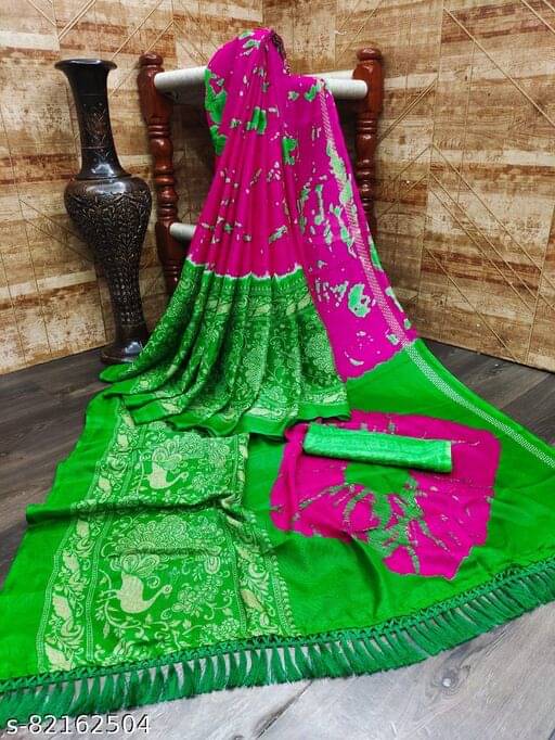     			VAANISRI Jute Printed Regular Saree With Unstitched Blouse Piece ( Pink )