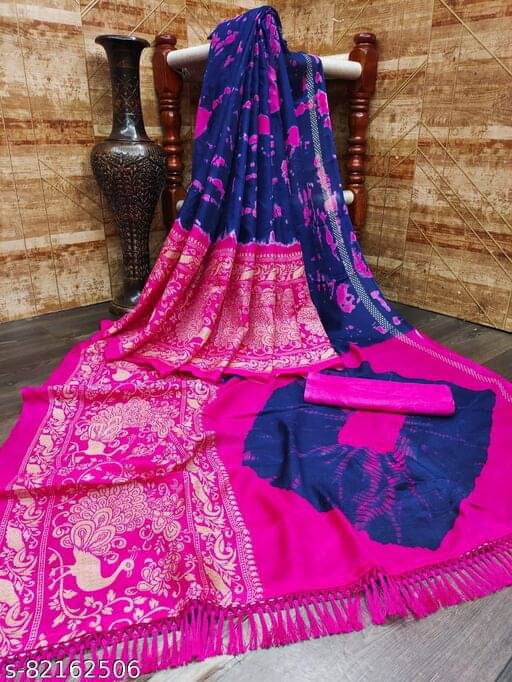 VAANISRI Jute Printed Regular Saree With Unstitched Blouse Piece ( Blue ) VAANISRI Jute Printed Regular Saree With Unstitched Blouse Piece ( Blue )