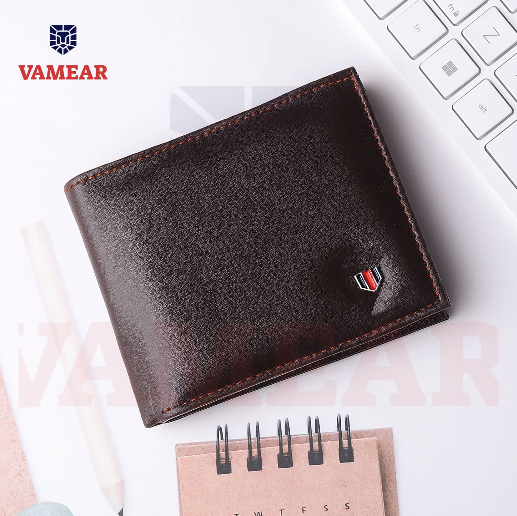     			VAMEAR Faux Leather Solid Men's Two Fold Wallet,Regular Wallet With 6 Slots For Card ( Brown , Pack of 1 )