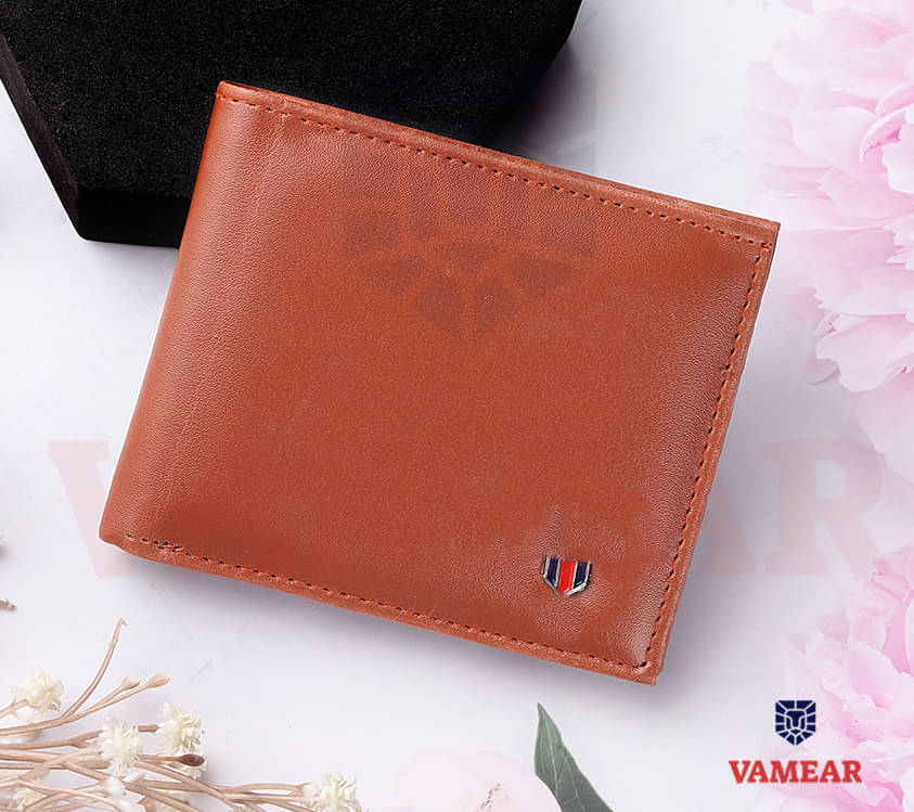     			VAMEAR Faux Leather Solid Men's Two Fold Wallet,Regular Wallet With 6 Slots For Card ( Tan , Pack of 1 )