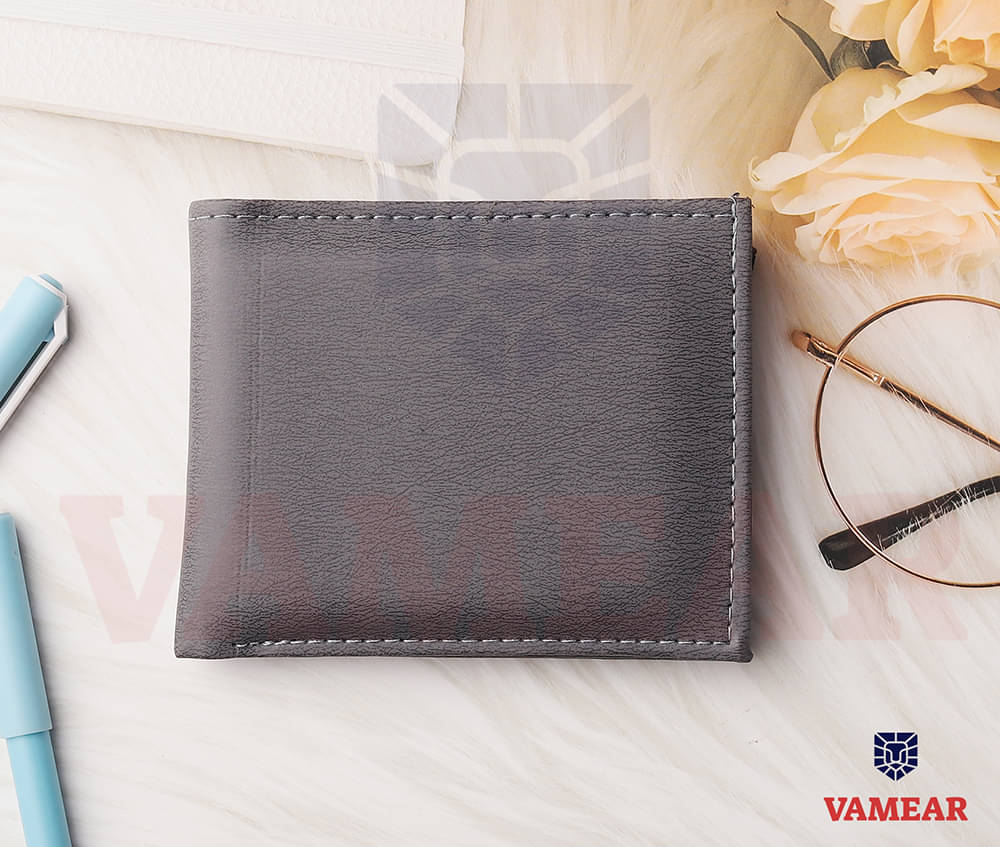     			VAMEAR Faux Leather Solid Men's Two Fold Wallet,Regular Wallet With 6 Slots For Card ( Gray , Pack of 1 )