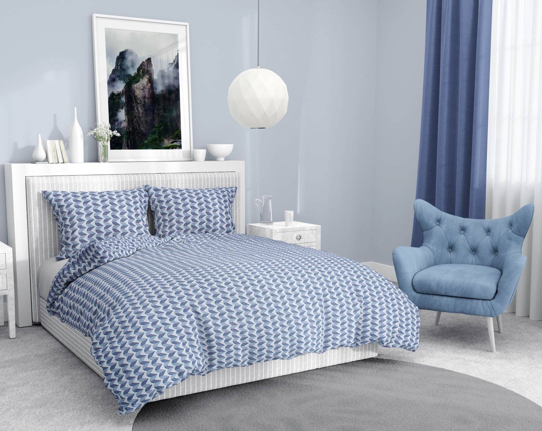     			Welhouse India Cotton 1 Double Bedsheet with 2 Pillow Covers ( Blue )