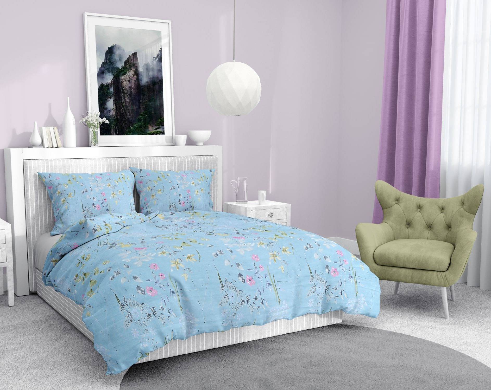     			Welhouse India Cotton 1 Double Bedsheet with 2 Pillow Covers ( Light Blue )