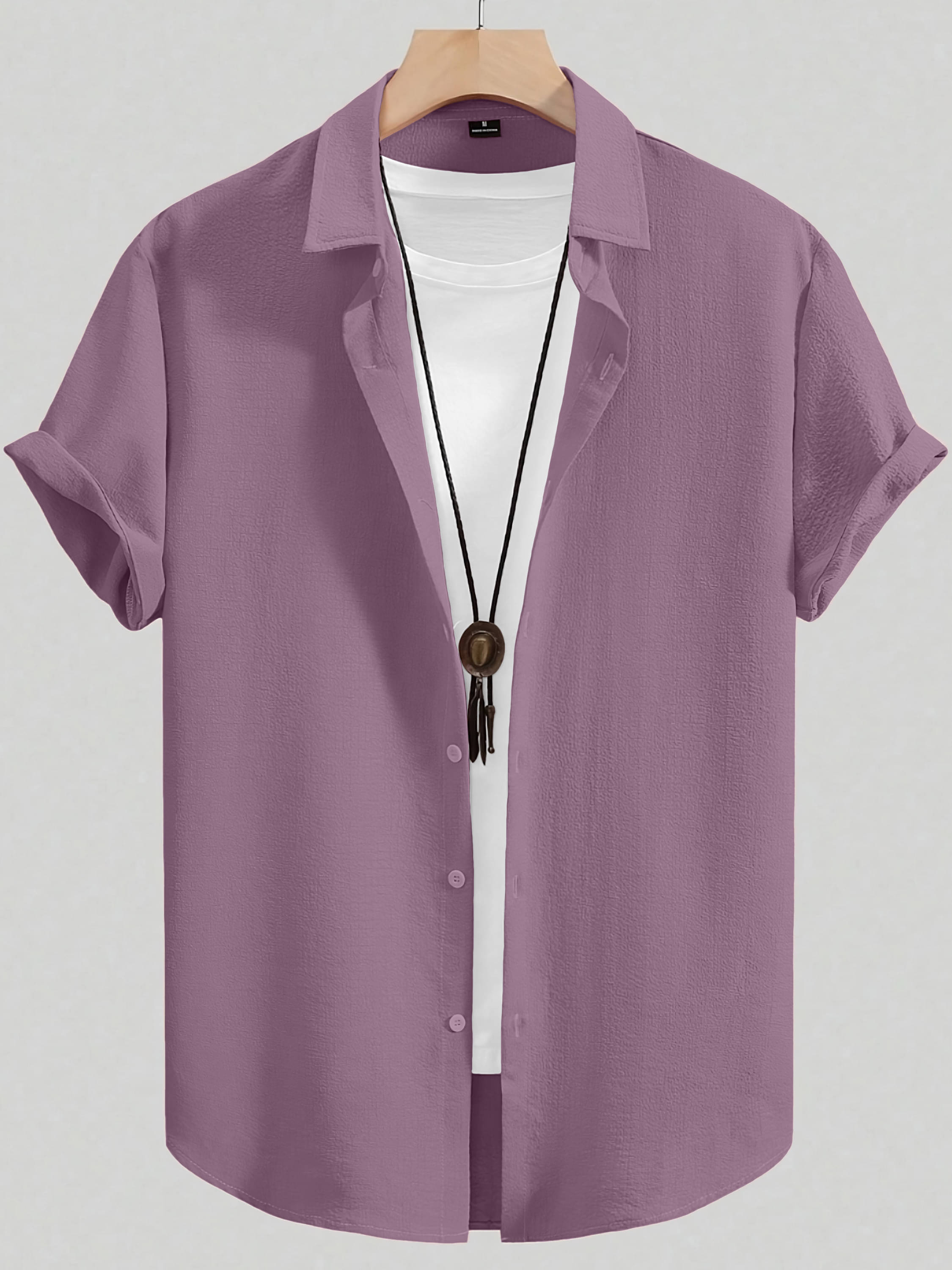     			color bucket Cotton Blend Regular Fit Popcorn Textured Half Sleeves Men's Casual Shirt - Pink ( Pack of 1 )
